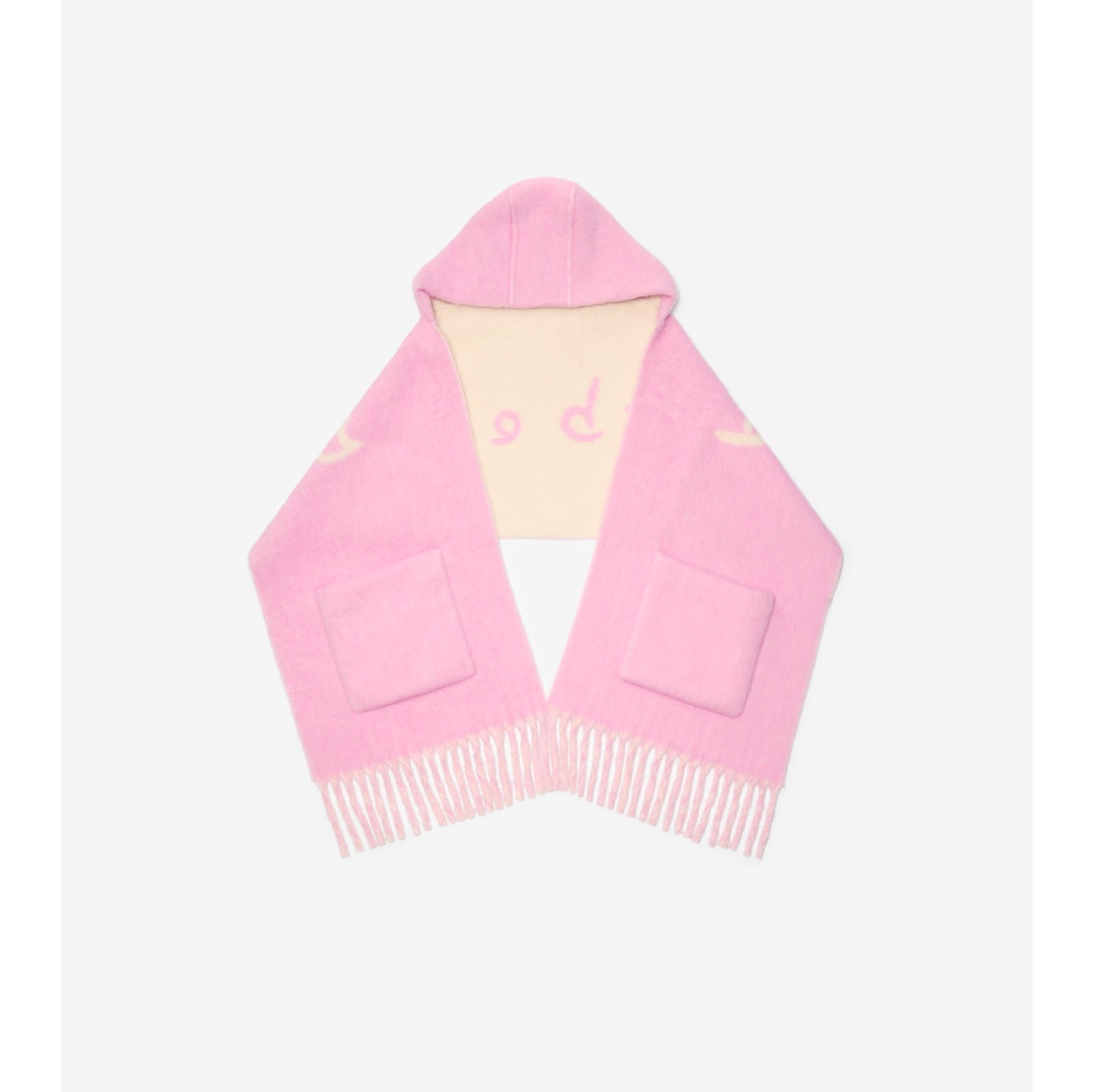 Logo Alpaca Wool Blend Hooded Scarf