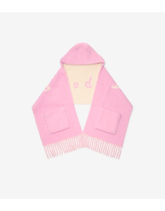 Logo Alpaca Wool Blend Hooded Scarf