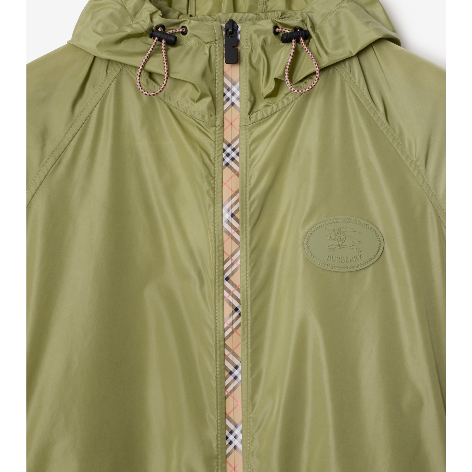 Check Trim Nylon Hooded Jacket