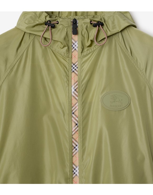 Check Trim Nylon Hooded Jacket