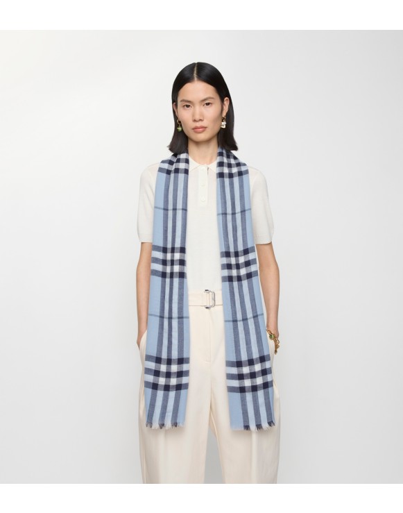 極美品 BURBERRY チェック ウールスカーフ グレー 現行 burberry/バーバリー通販 | チェック ウールスカーフ【送料無料