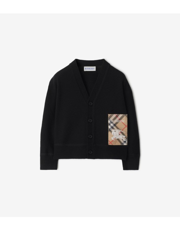 Check Label Wool Cardigan