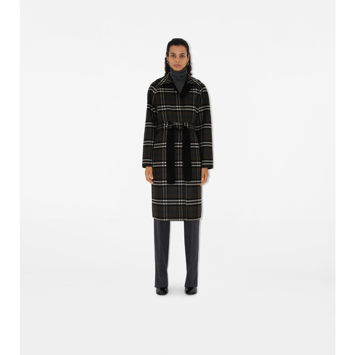  Check Reversible Wrap Coat