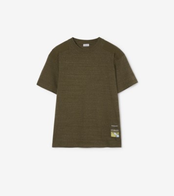 Landscape Label Cotton T-shirt in Thorn green melange - Men