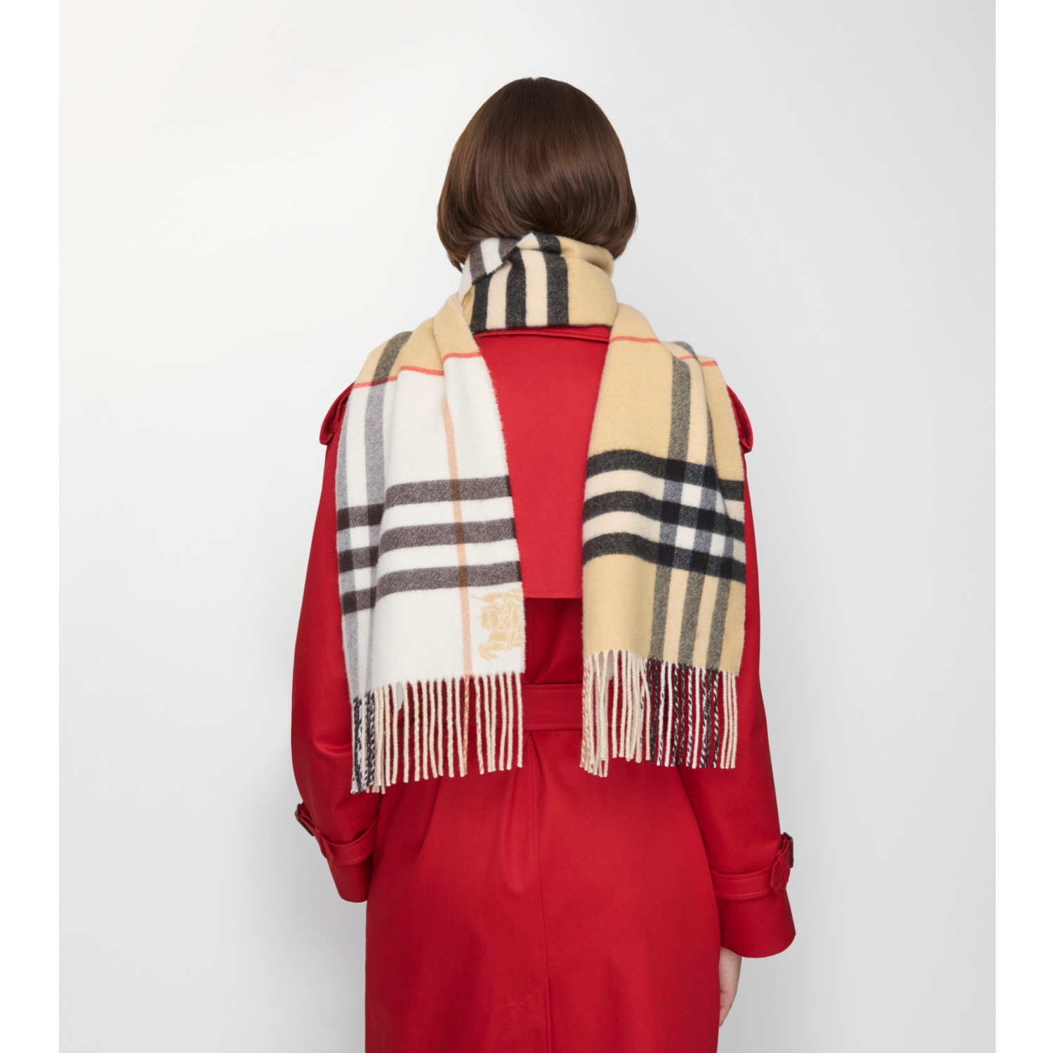 Contrast Check Cashmere Scarf