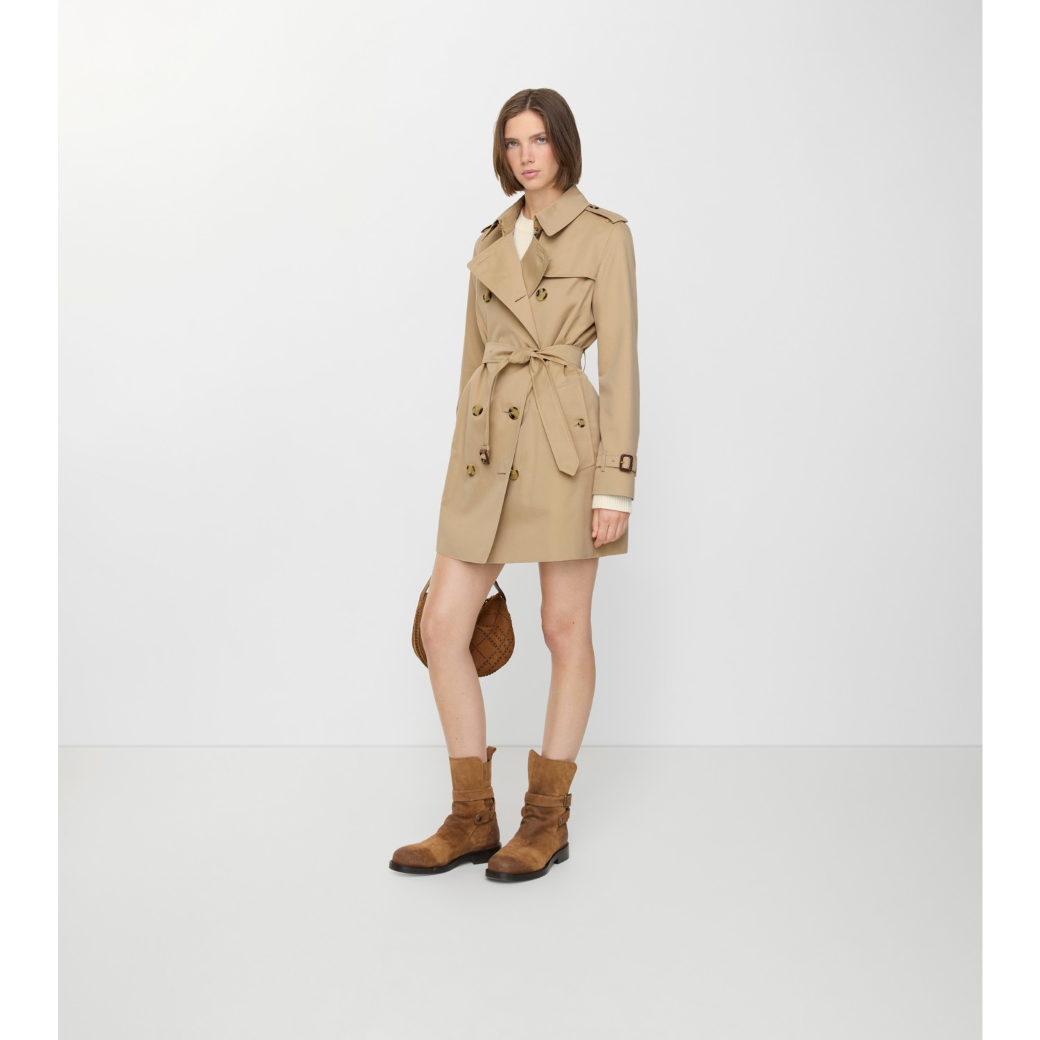 Short Kensington Heritage Trench Coat in Honey beige - Women