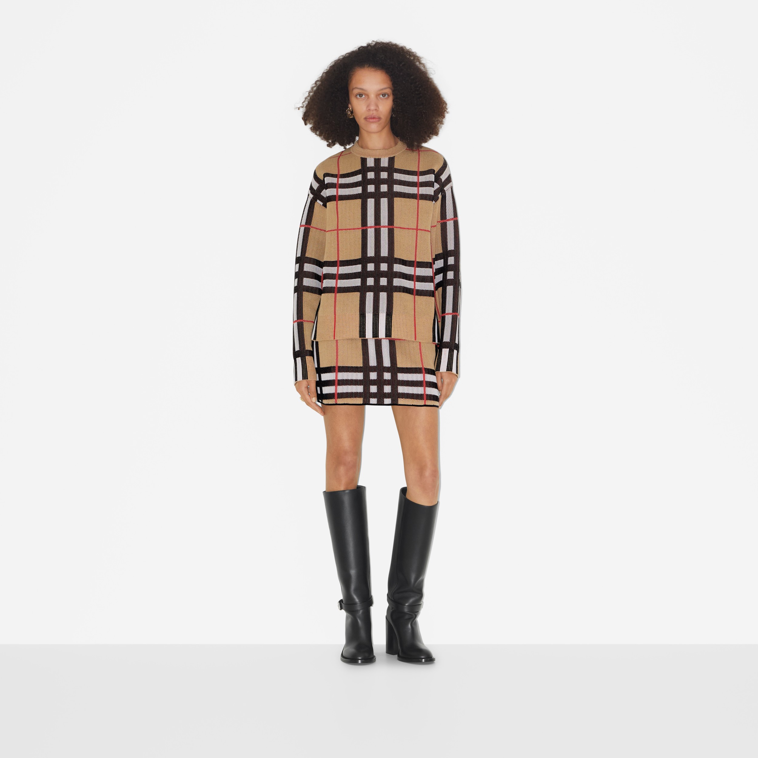 Minijupe en coton technique Check (Beige D'archive) - Femme | Site officiel Burberry® - 2