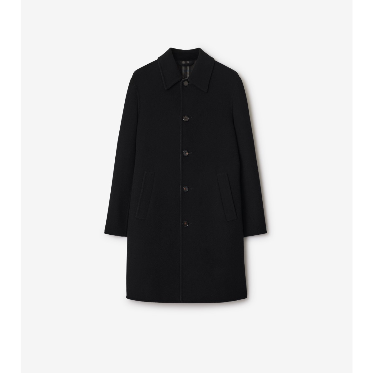  Check Mid-length Wool Car Coat