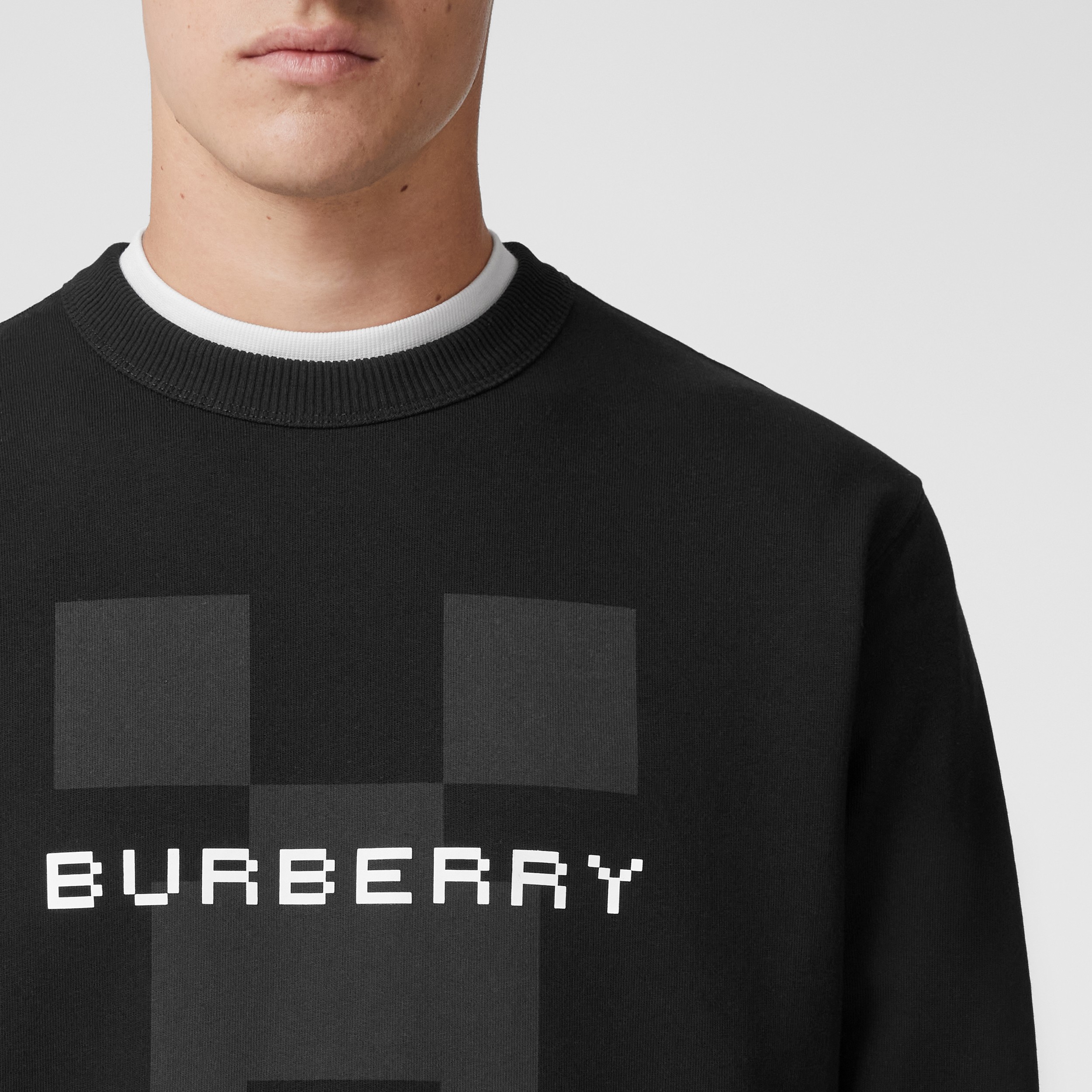Logo Print Cotton Sweatshirt in Black - Men | Burberry® Official - 2