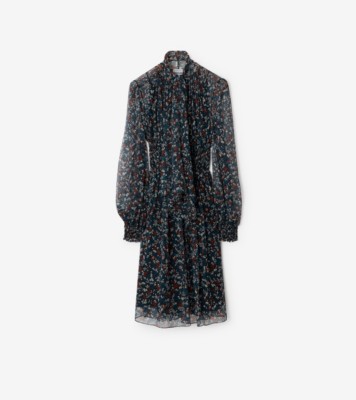 Ditsy Floral Silk Dress in Black - Women | Burberry® Official