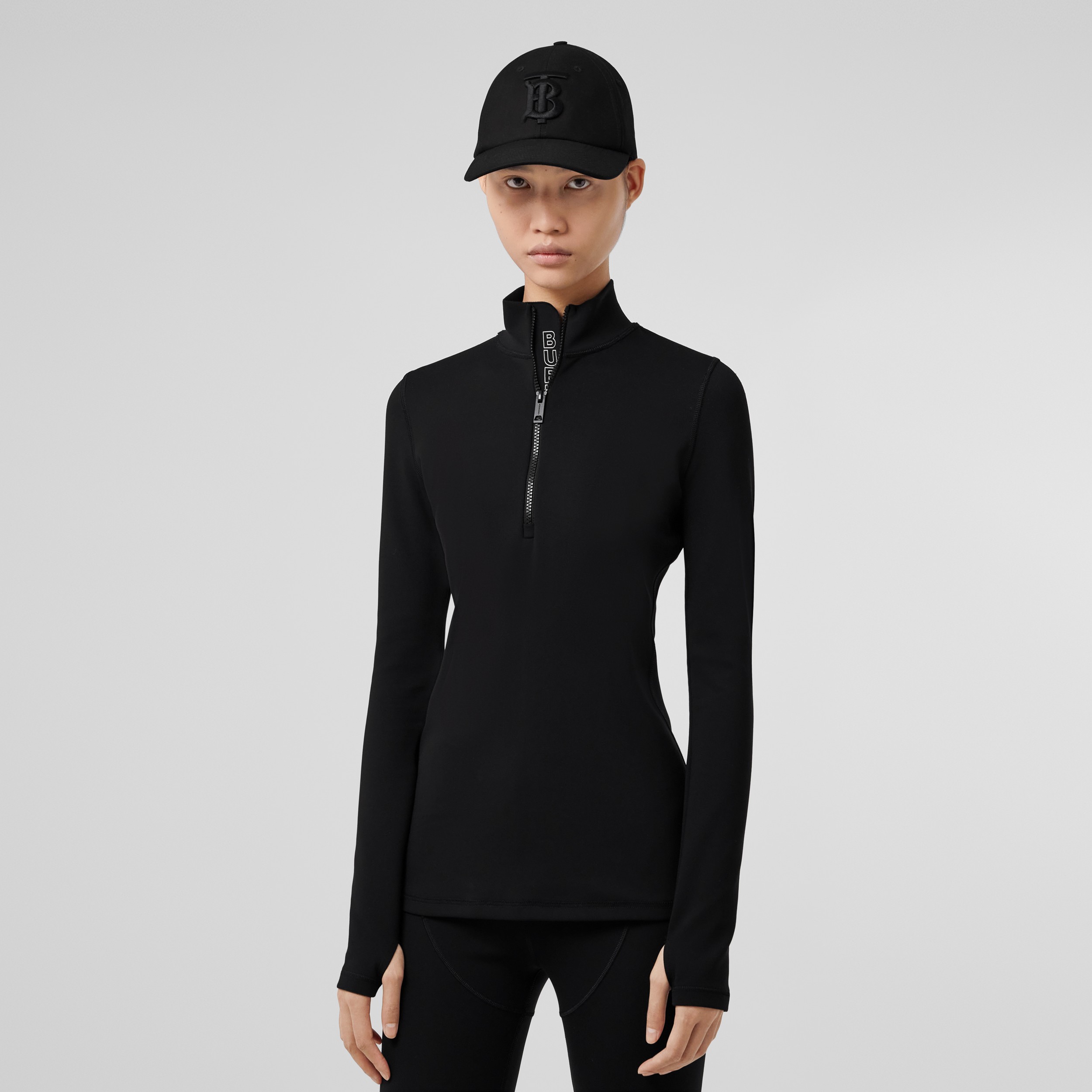 Haut à col montant en jersey stretch avec logo (Noir) - Femme | Site officiel Burberry® - 1
