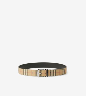 Logo Checked Belt in Beige - Burberry