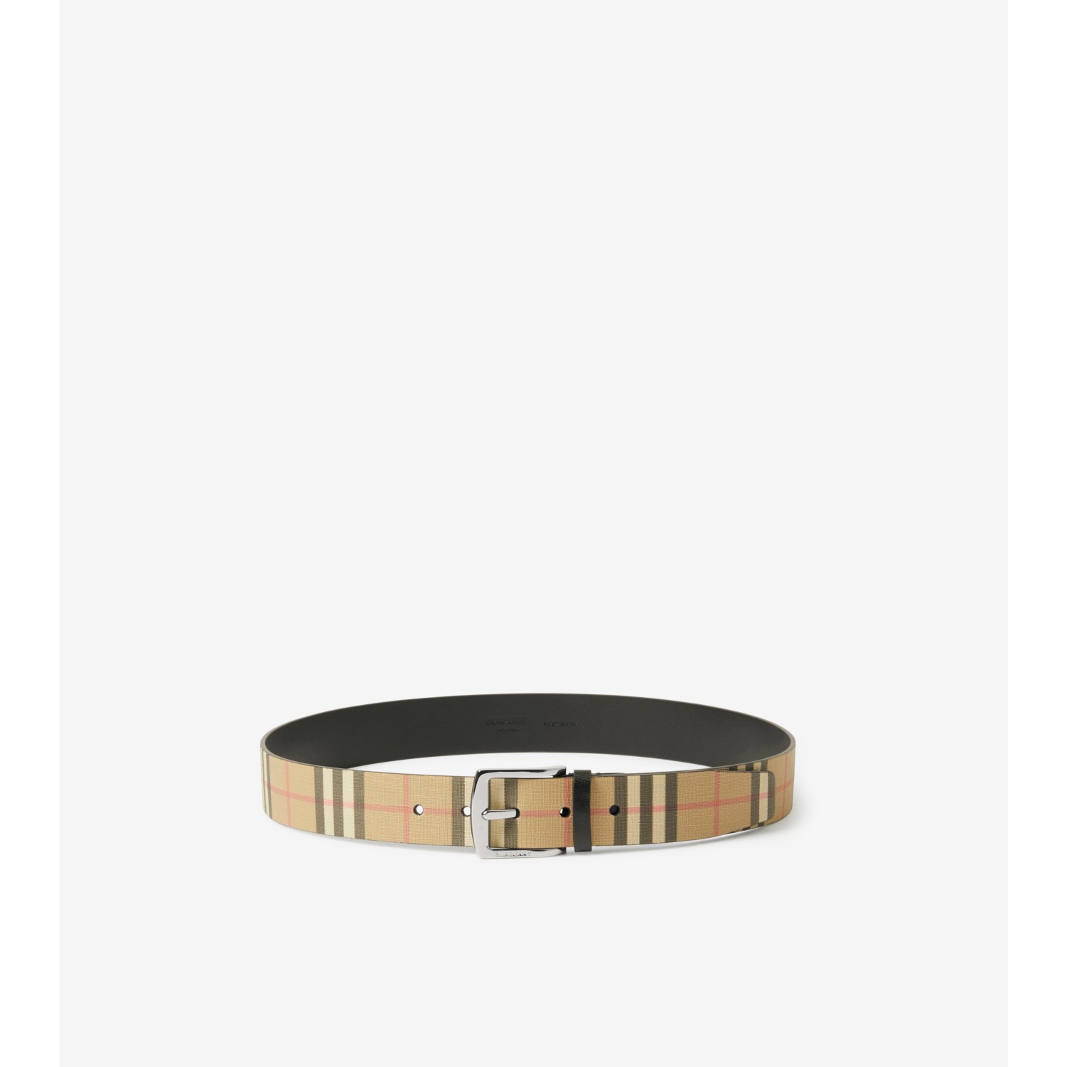 BURBERRY: e-canvas vintage check belt - Beige