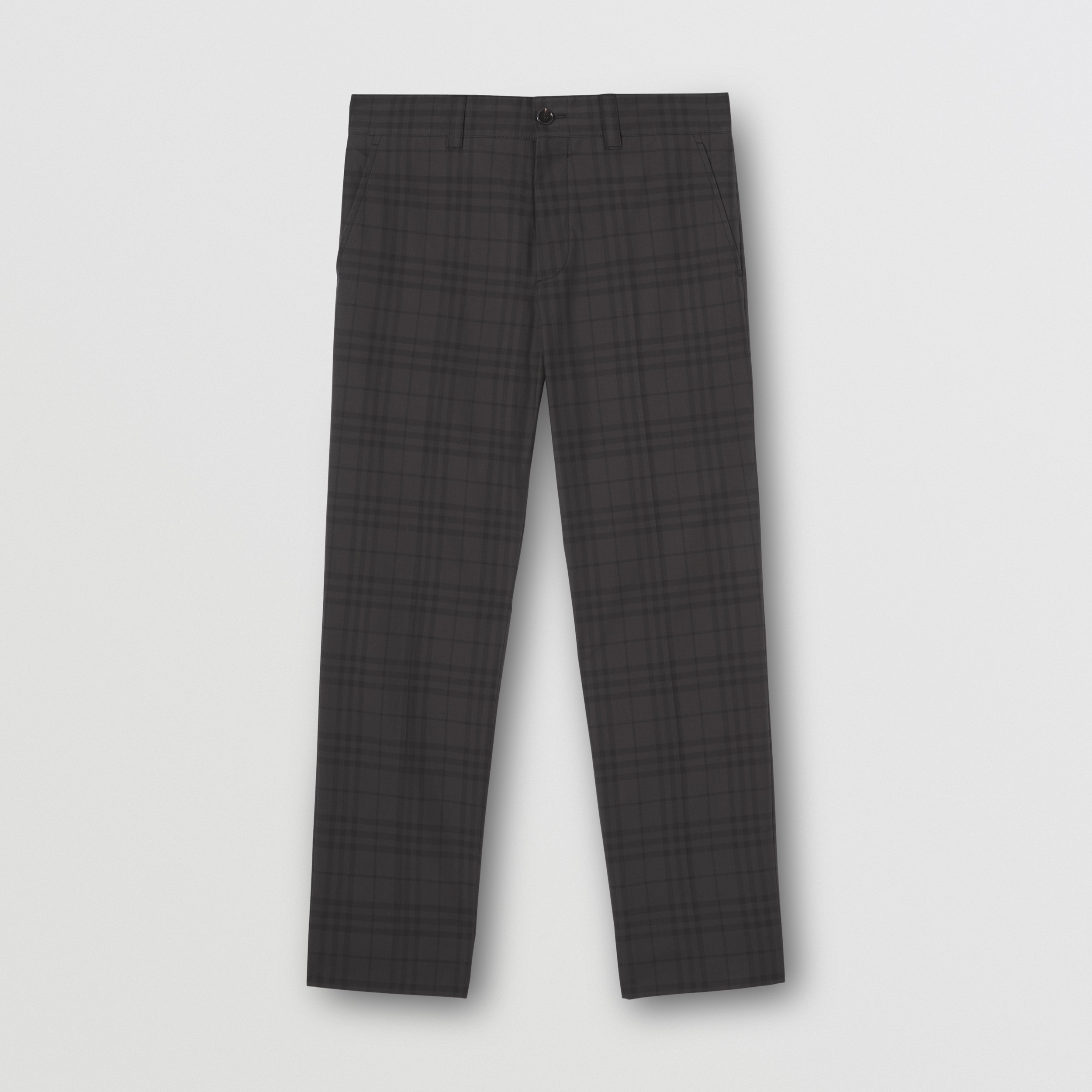 Check Cotton Cropped Tailored Trousers in Charcoal - Men | Burberry® Official - 4
