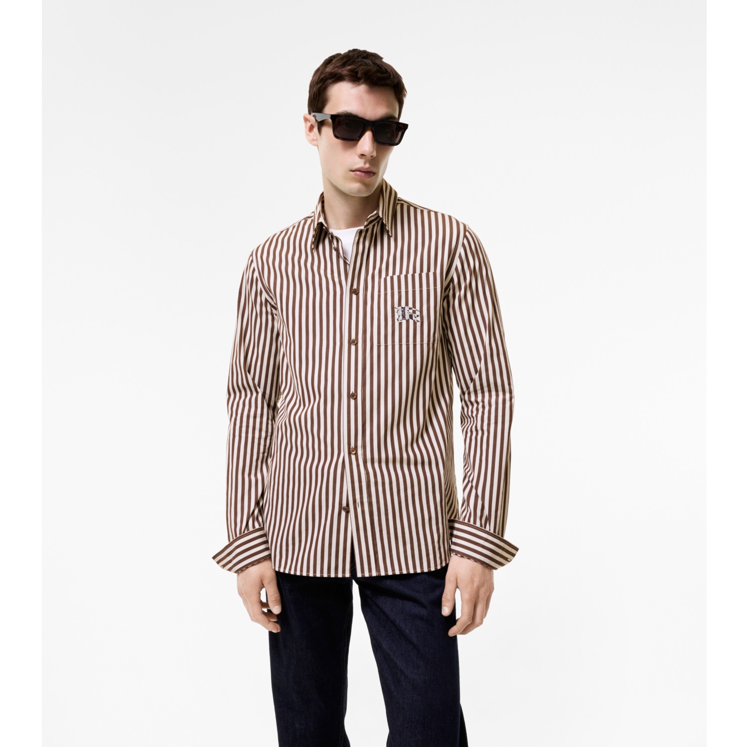 Classic Fit Striped Cotton Poplin Shirt