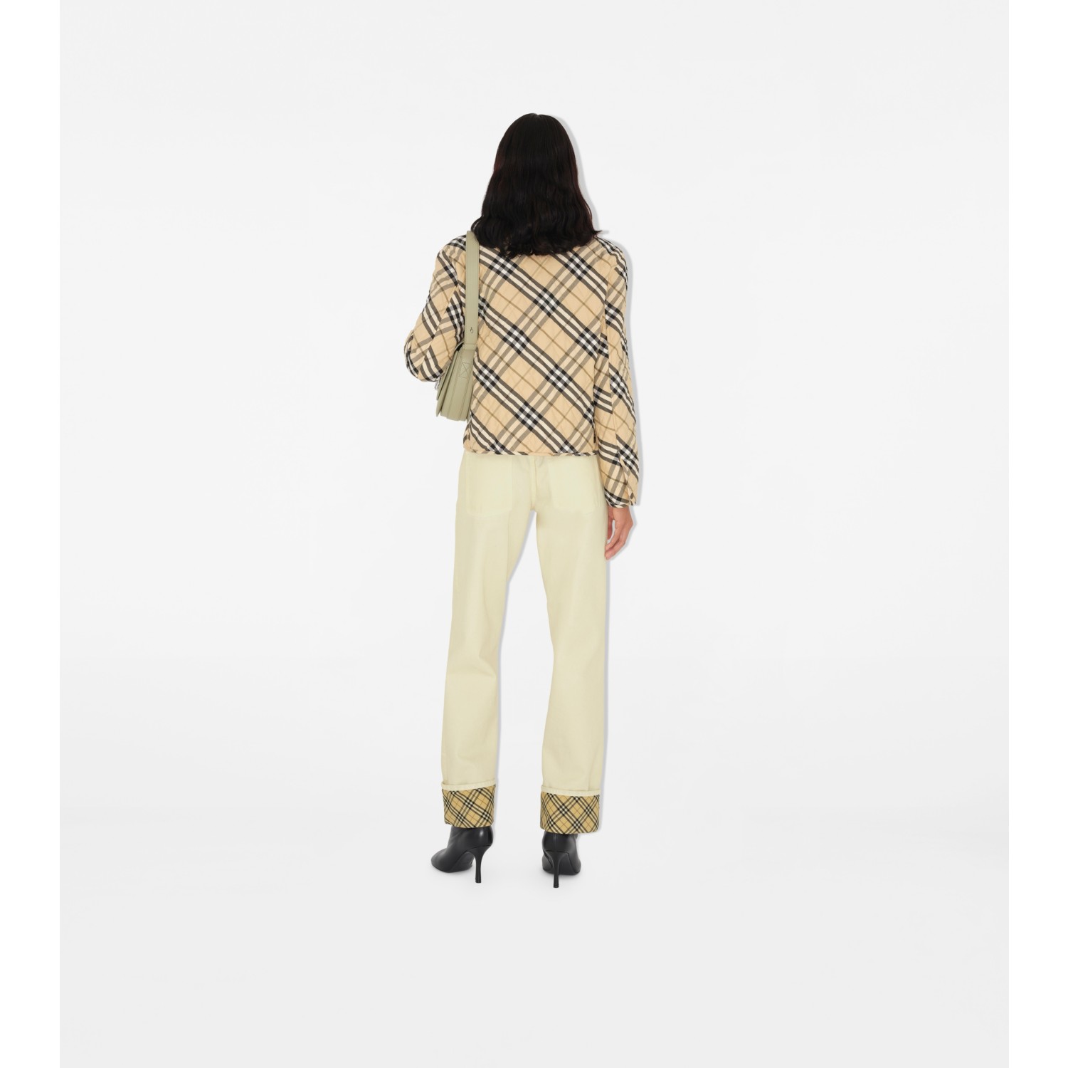 Cropped Check Quilted Barn Jacket