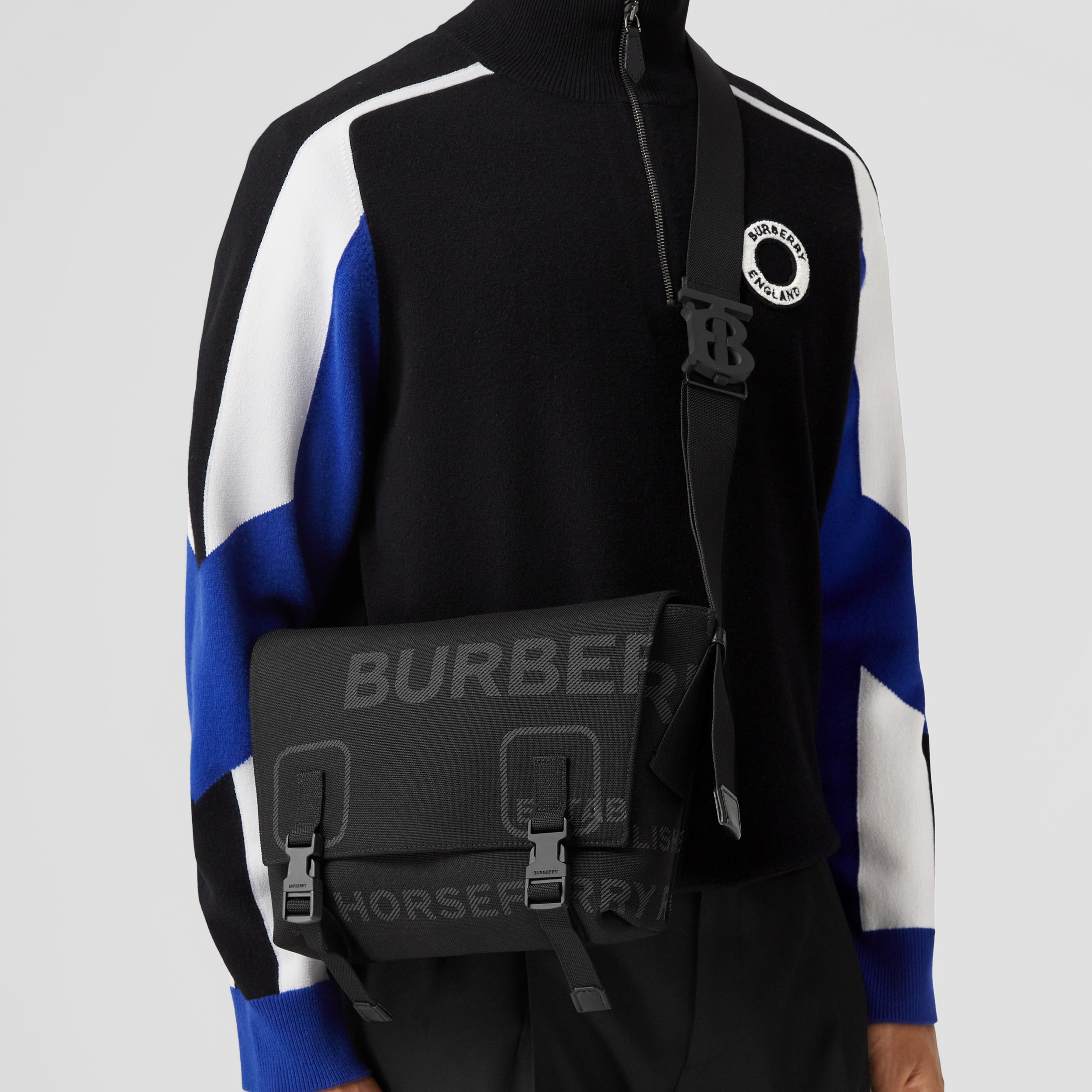 Horseferry Print Nylon Small Lock Bag in Black - Men | Burberry® Official - 3