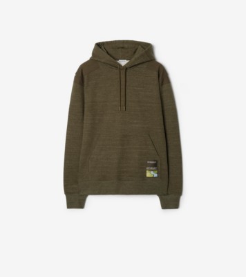 Landscape Label Cotton Hoodie in Thorn green melange - Men