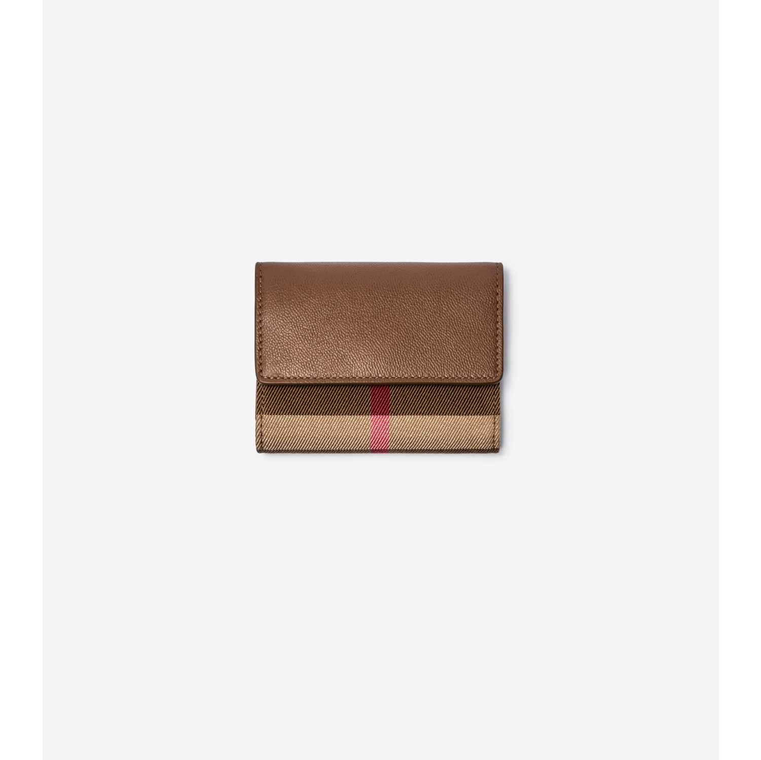Check and Leather Wallet in Earth - Women | Burberry® Official