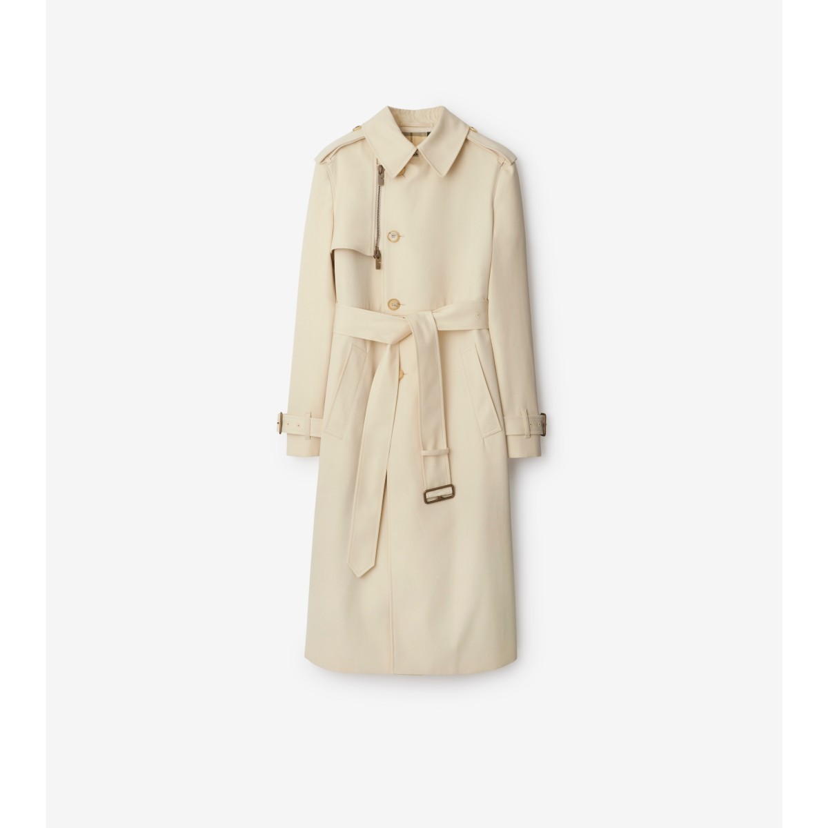 Shop Burberry Long Cotton Blend Trench Coat In Alpine