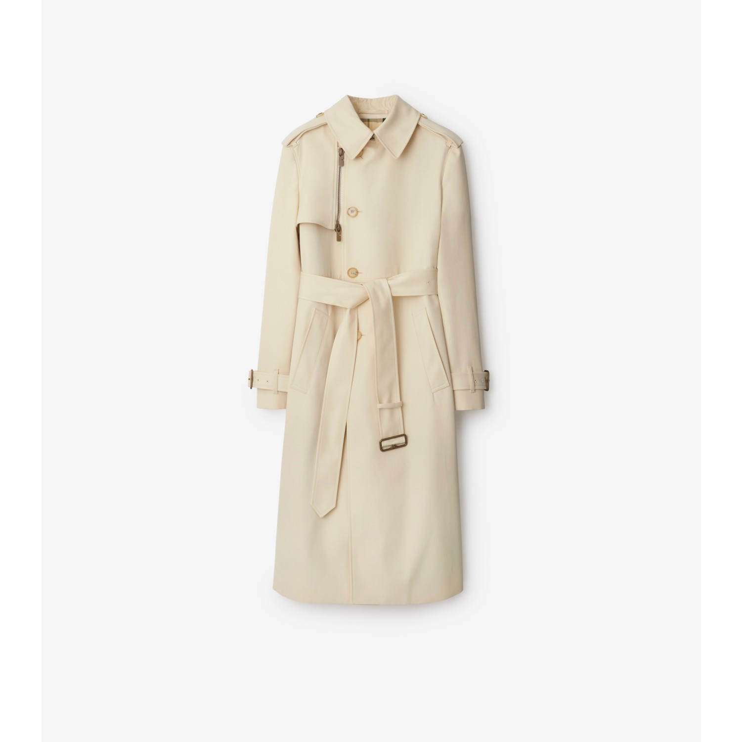 Long Cotton Blend Trench Coat in Alpine Women Nylon Burberry Official