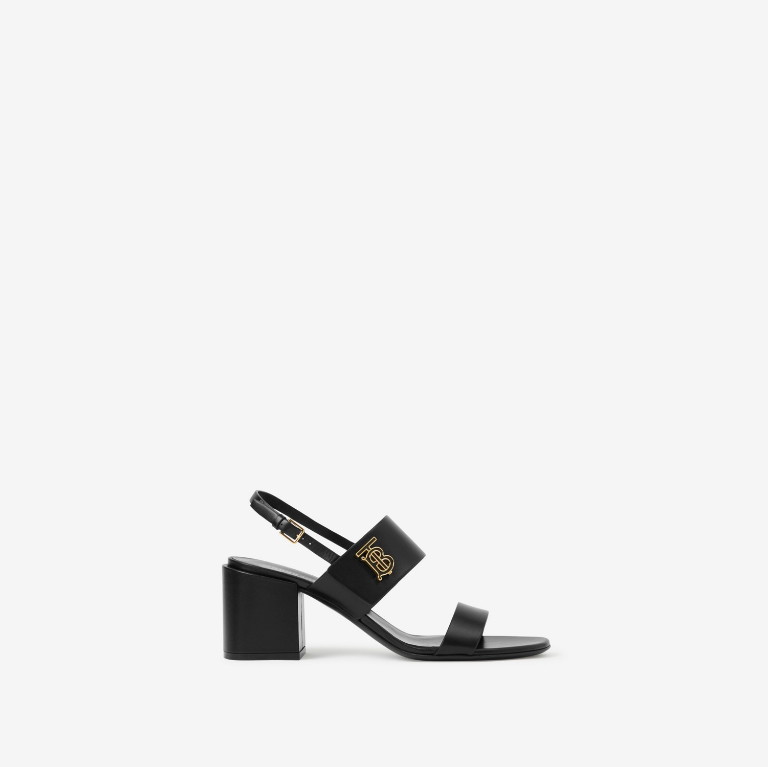 Sandálias de couro com monograma (Preto) - Mulheres | Burberry® oficial