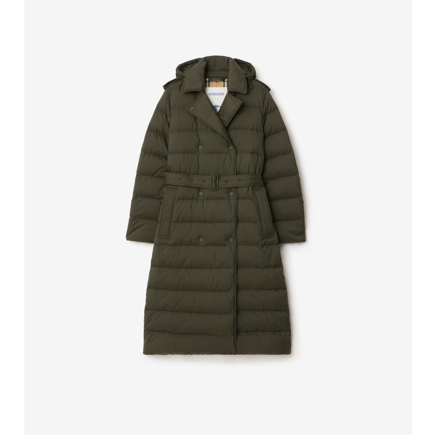 Long Nylon Hooded Puffer Coat