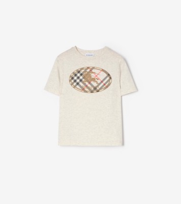 Check Knight Stamp Cotton T-shirt in White melange | Burberry® Official