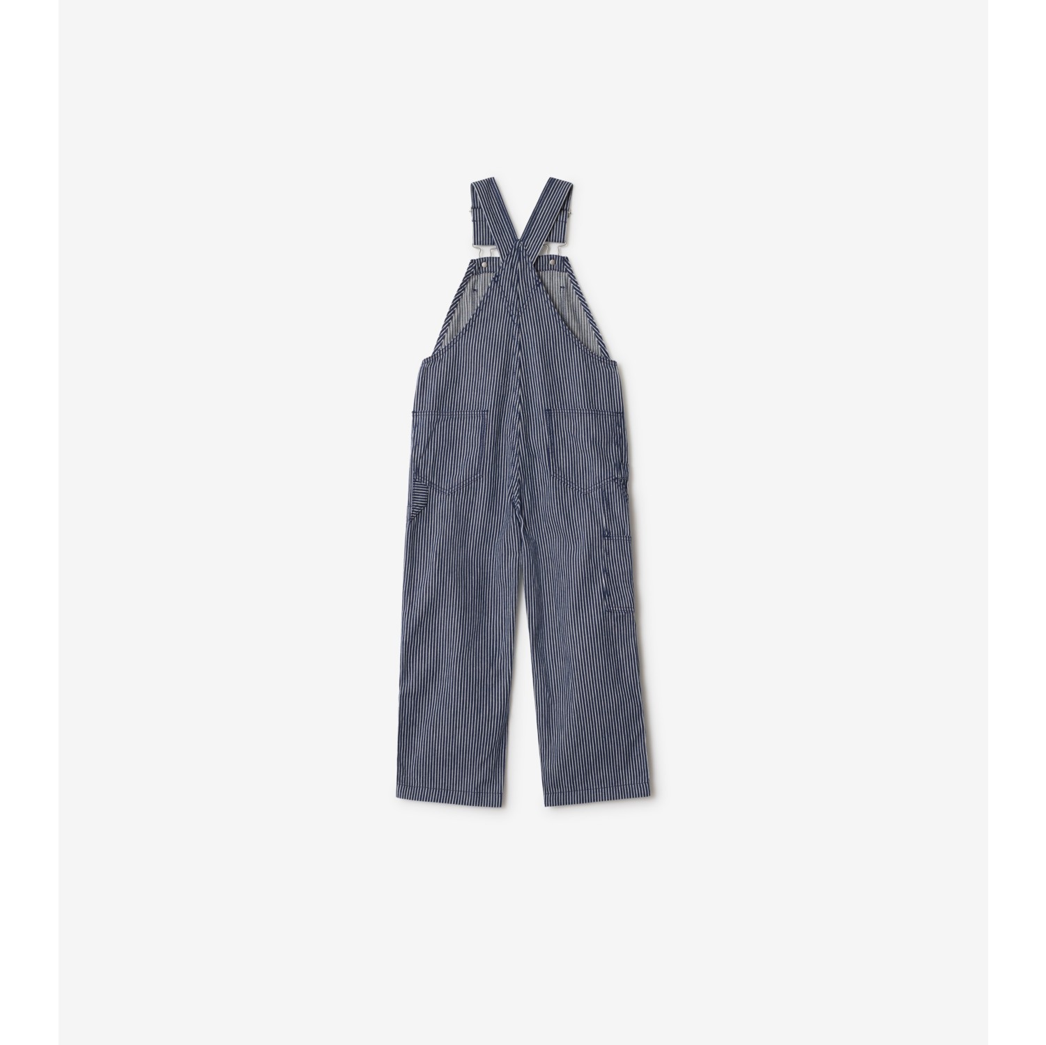 Salopette in denim a righe