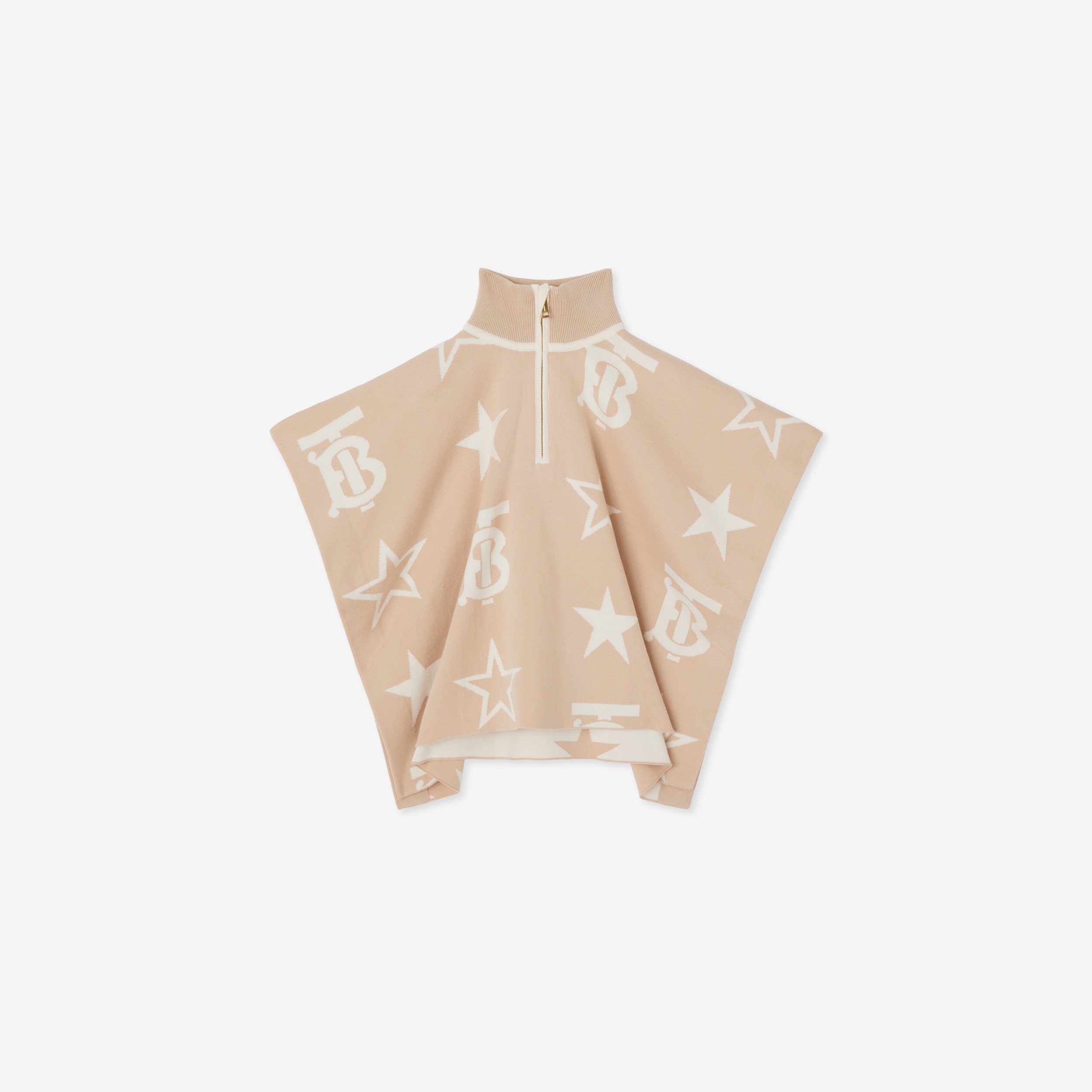 TB Star Cotton Blend Jacquard Cape in Almond Beige | Burberry® Official - 1