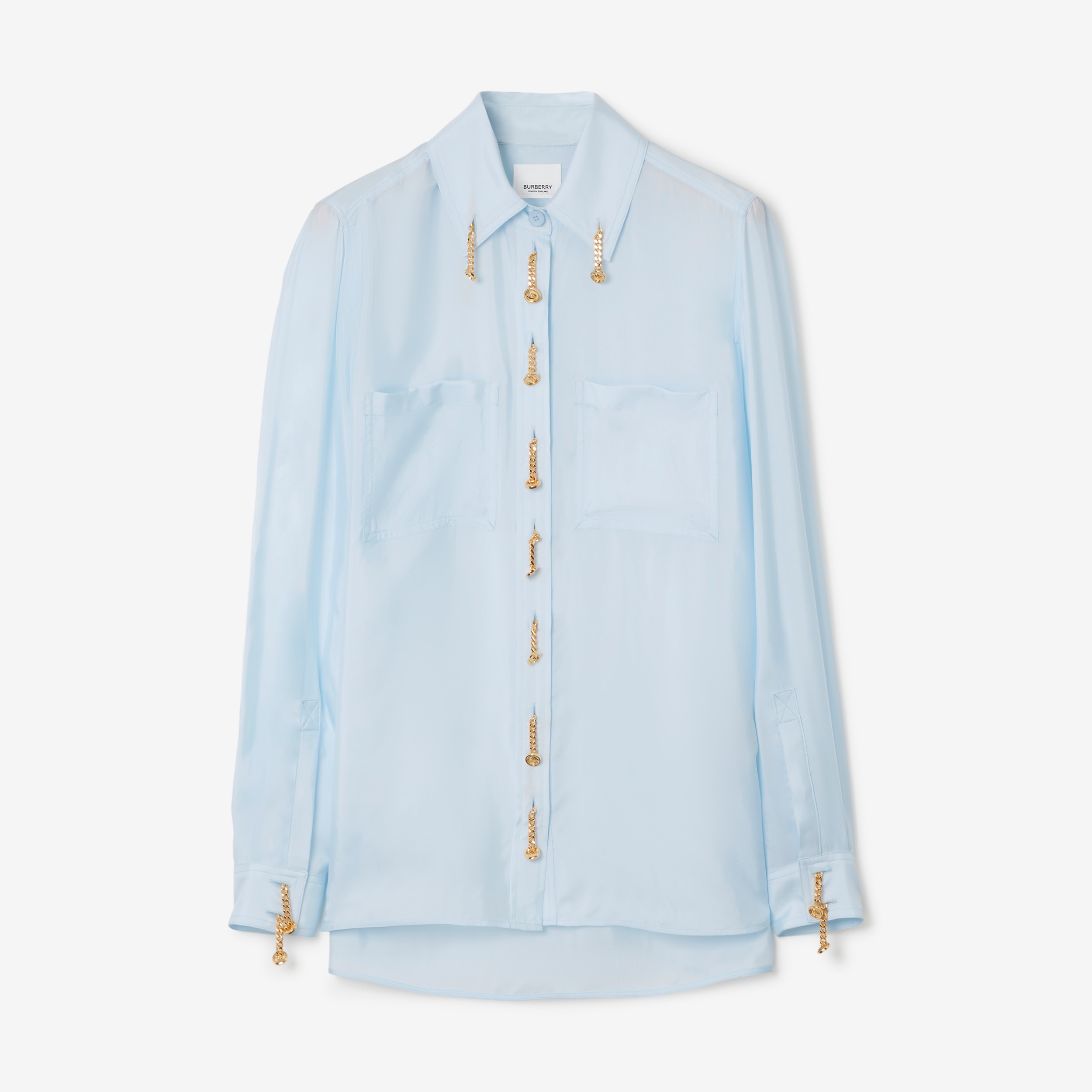Chain-link Button Viscose Blend Shirt in Glacier Blue - Women | Burberry®  Official