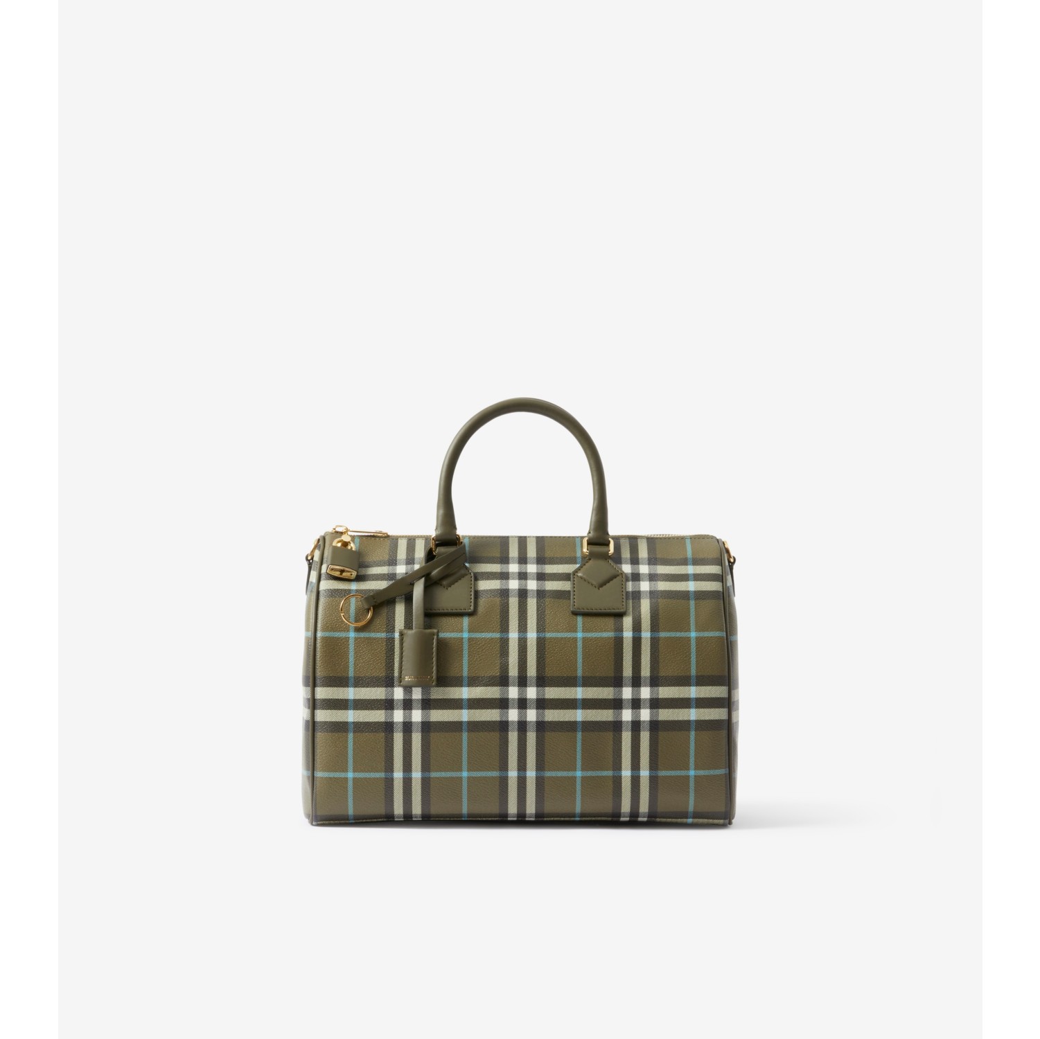 Medium Check Bowling Bag in Olive green - Women | Burberry® Official