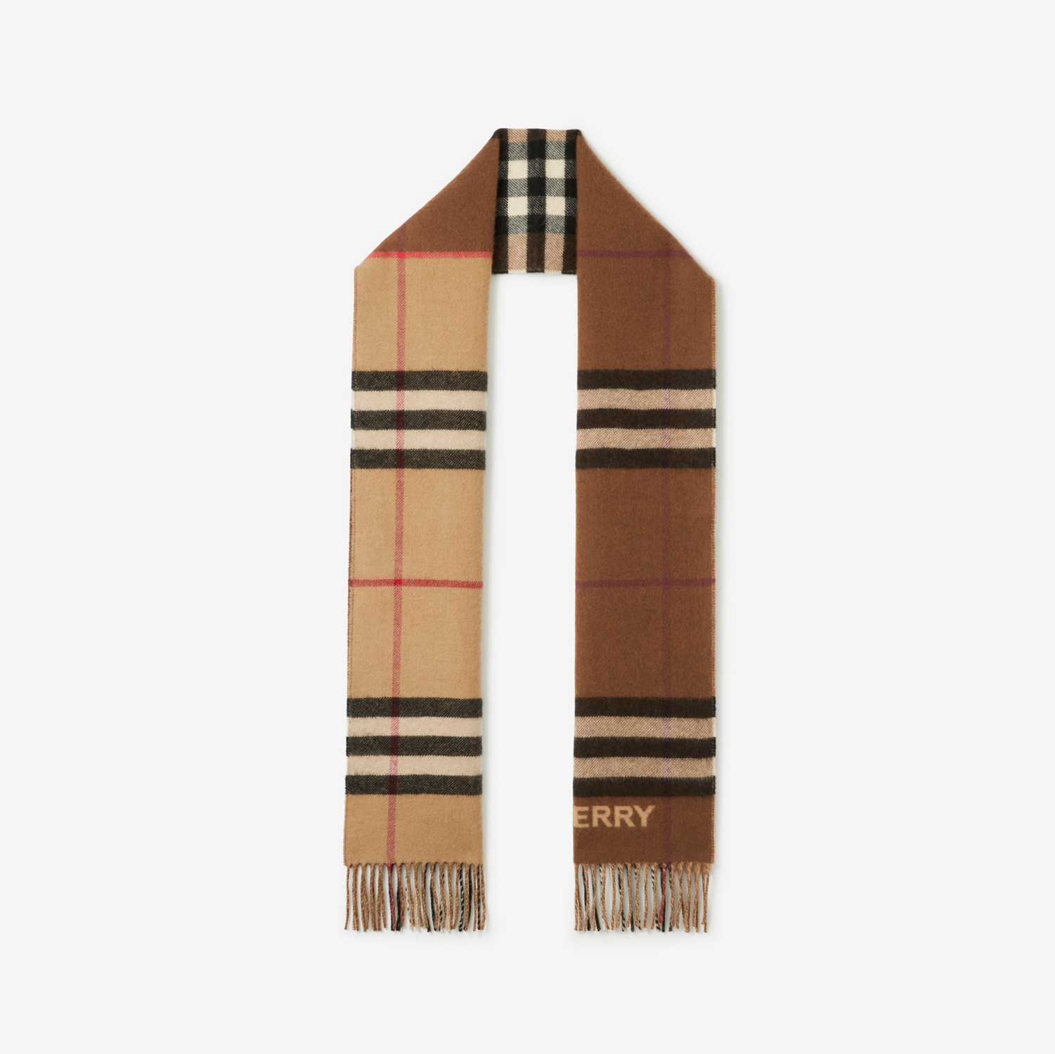 Contrast Check Cashmere Scarf in Archive Beige/birch Brown | Burberry® Official