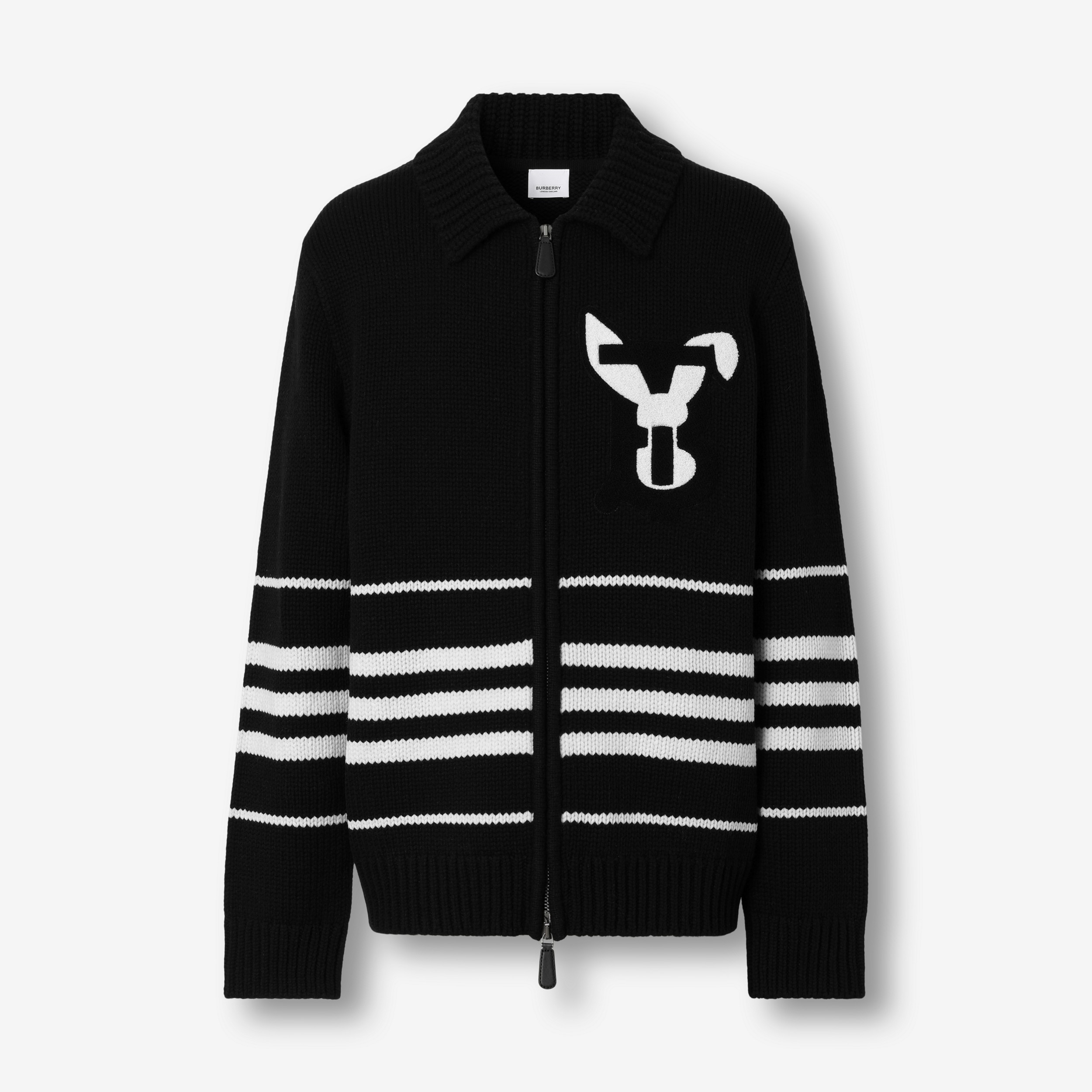 Veste oversize en laine avec lapin appliqué (Noir) - Homme | Site officiel Burberry® - 1