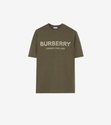 Logo Cotton T-shirt in Olive green - Men | Burberry® Official