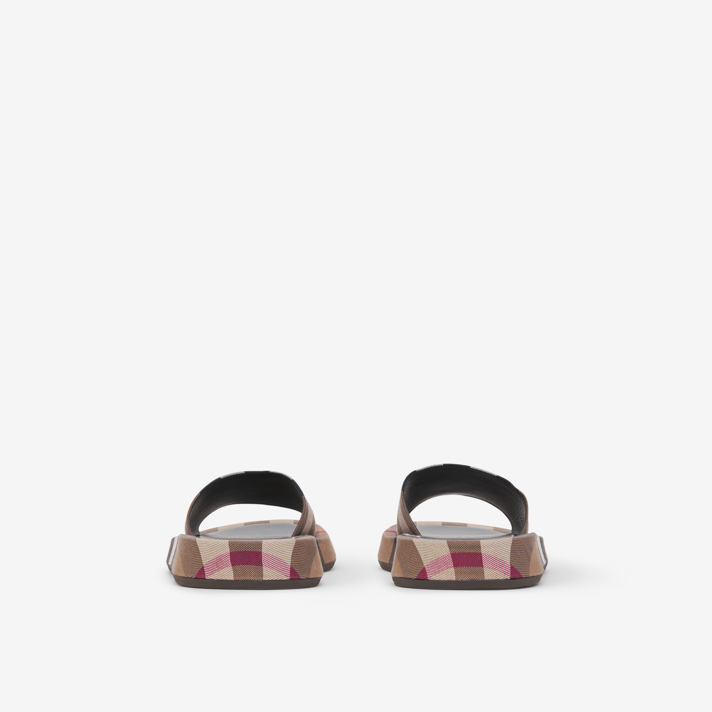 Check Cotton Slides in Birch Brown - Women | Burberry® Official - 3