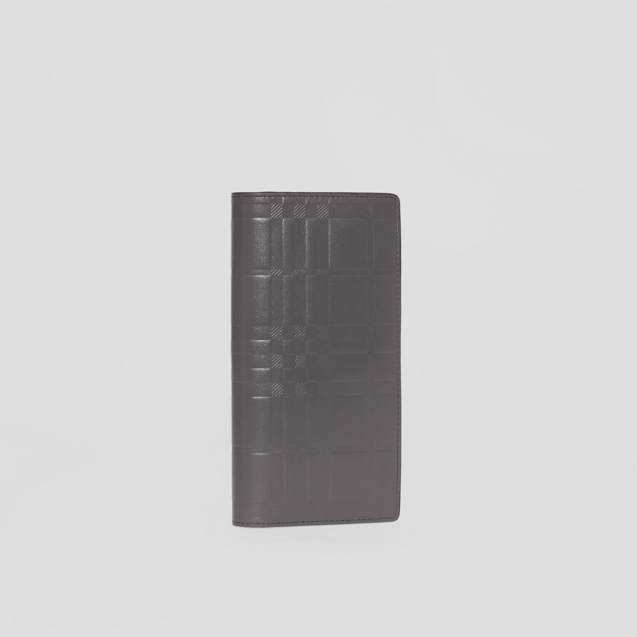 Embossed Check Leather Continental Wallet in Dark Ash Grey - Men | Burberry® Official - 4