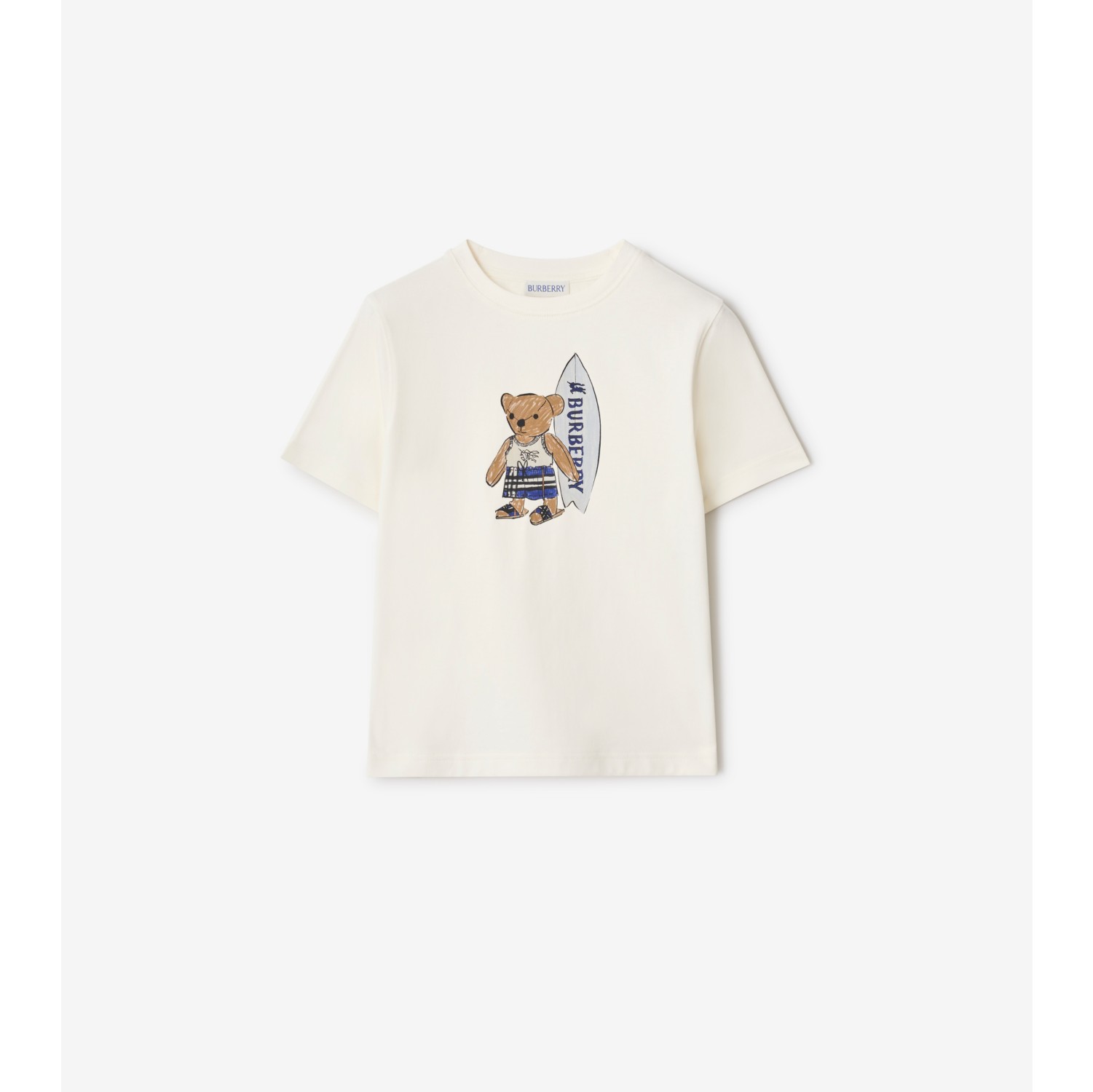 Surfer Bear Cotton T-shirt in Chalk white | Burberry® Official