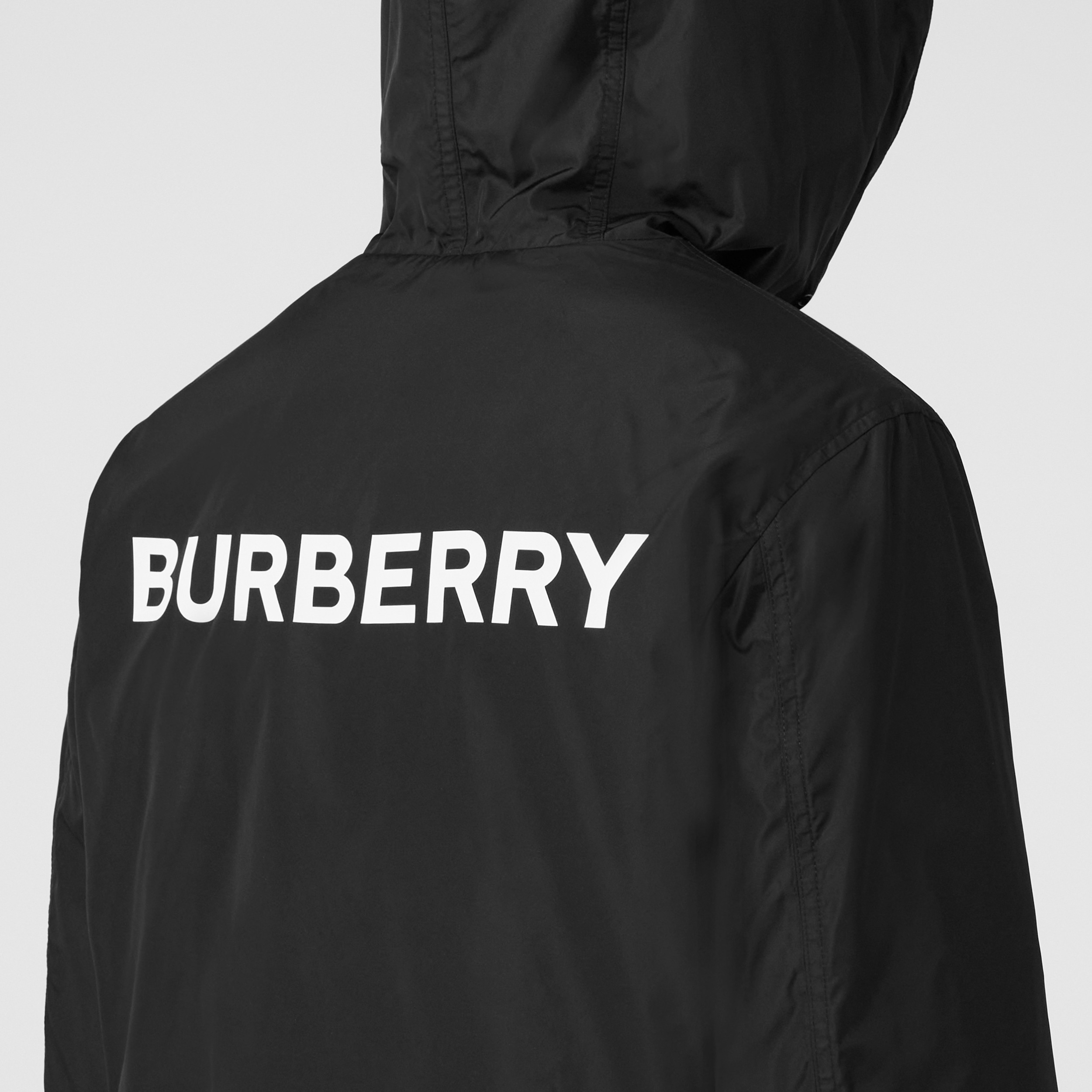 Reversible Logo Print Nylon Hooded Jacket in Black - Men | Burberry® Official - 4