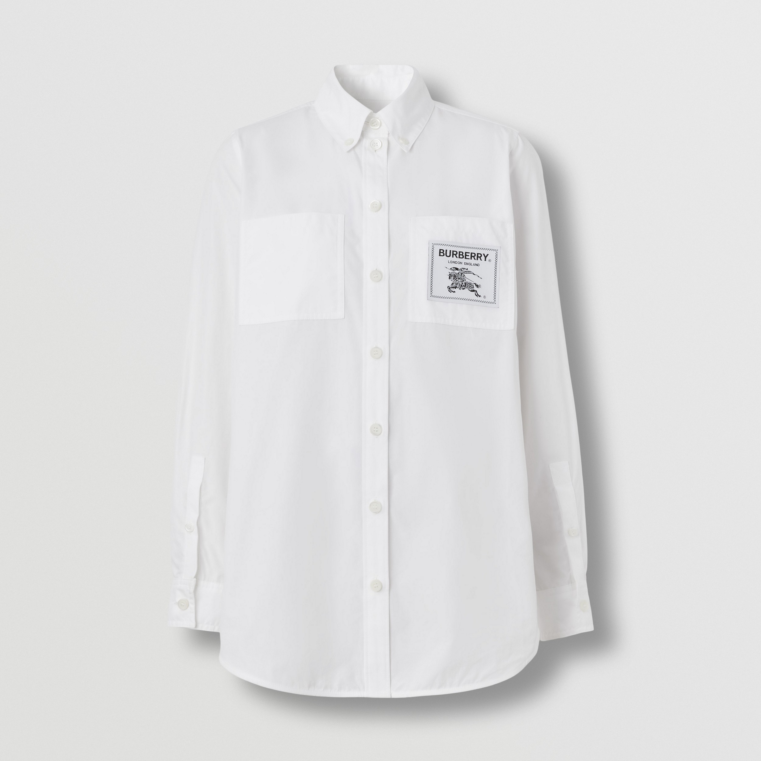 Prorsum Label Cotton Shirt in Optic White - Women | Burberry® Official - 4