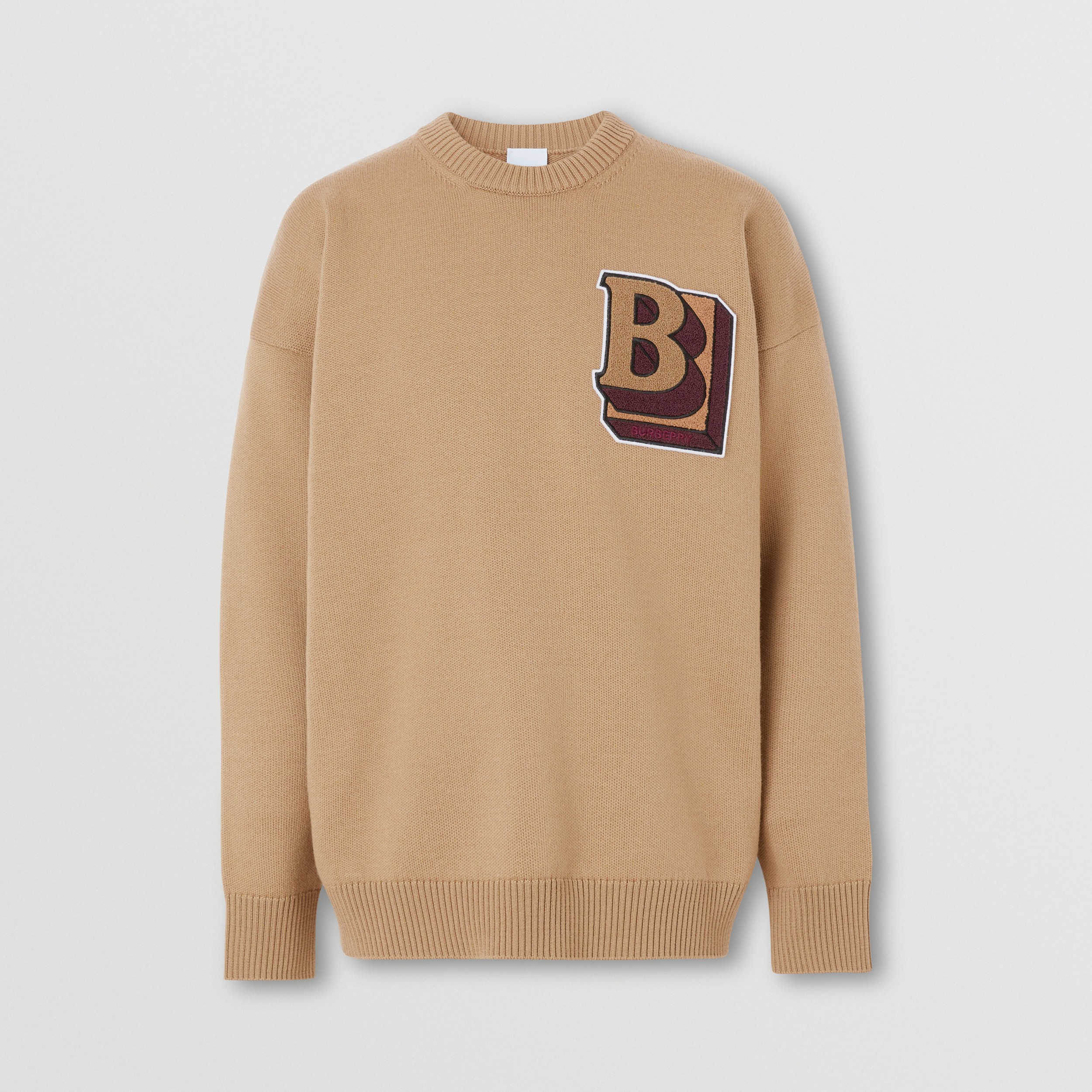 Letter Graphic Wool Sweater in Camel - Men | Burberry® Official - 4