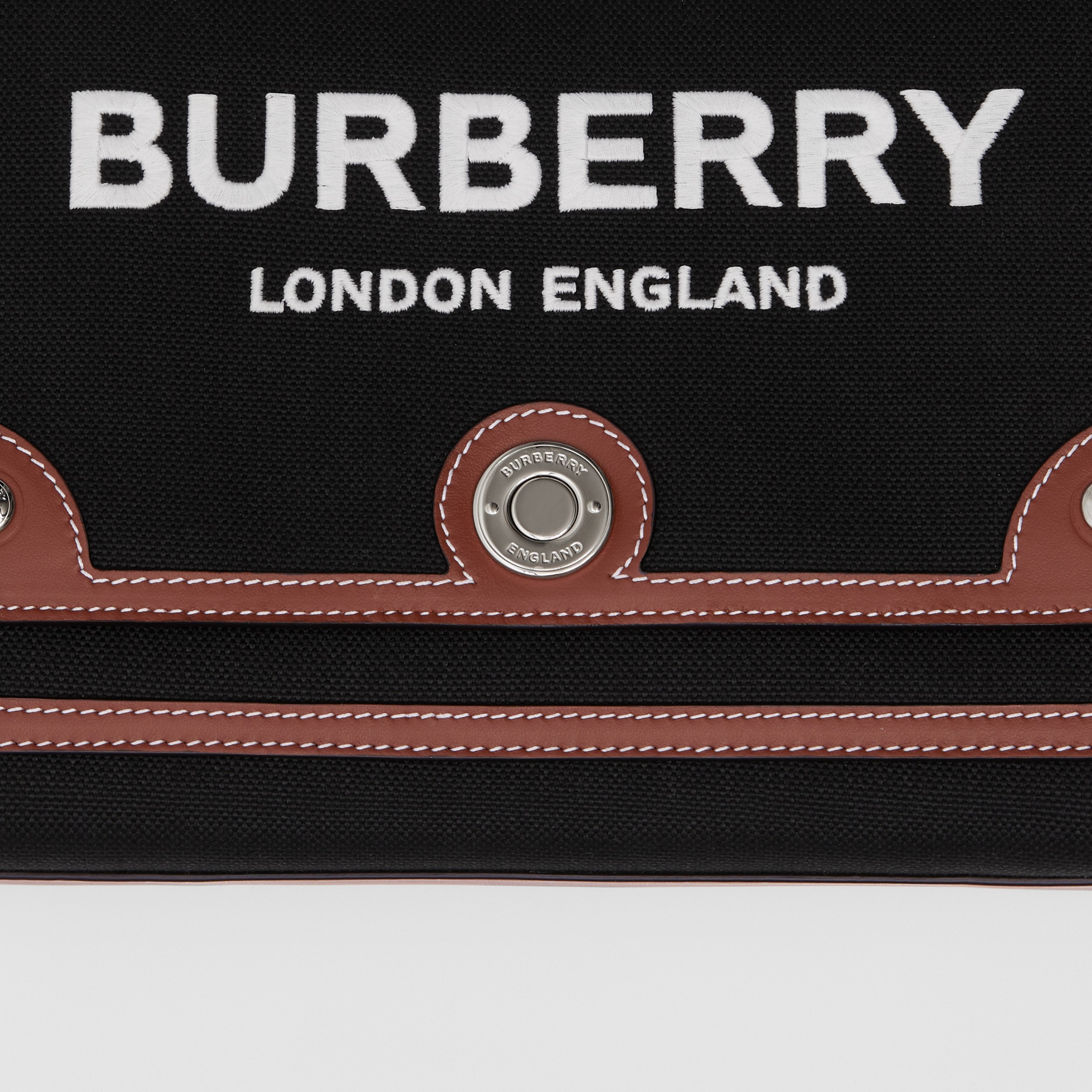 Horseferry Motif Canvas Note Crossbody Bag in Black/tan - Women | Burberry® Official - 2