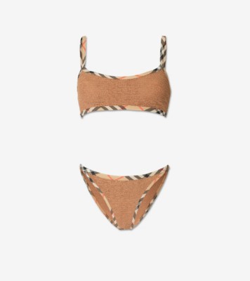 Tyler Bikini in Metallic cocoa - Women, Nylon | Burberry® Official
