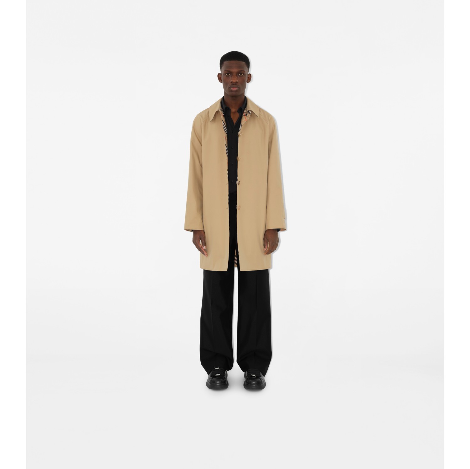 Long Reversible Gabardine Car Coat