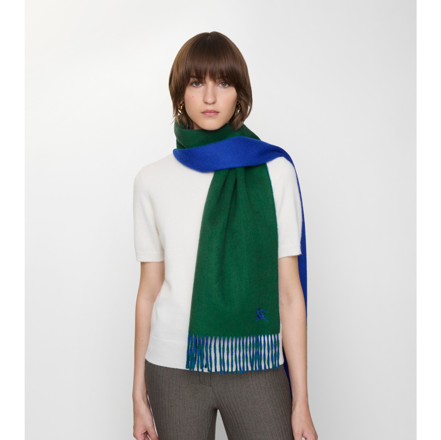 Reversible Cashmere Scarf in Dark fern green/knight | Burberry® Official