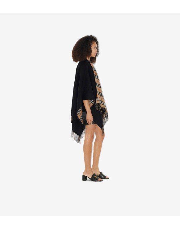 Cape réversible en laine Check