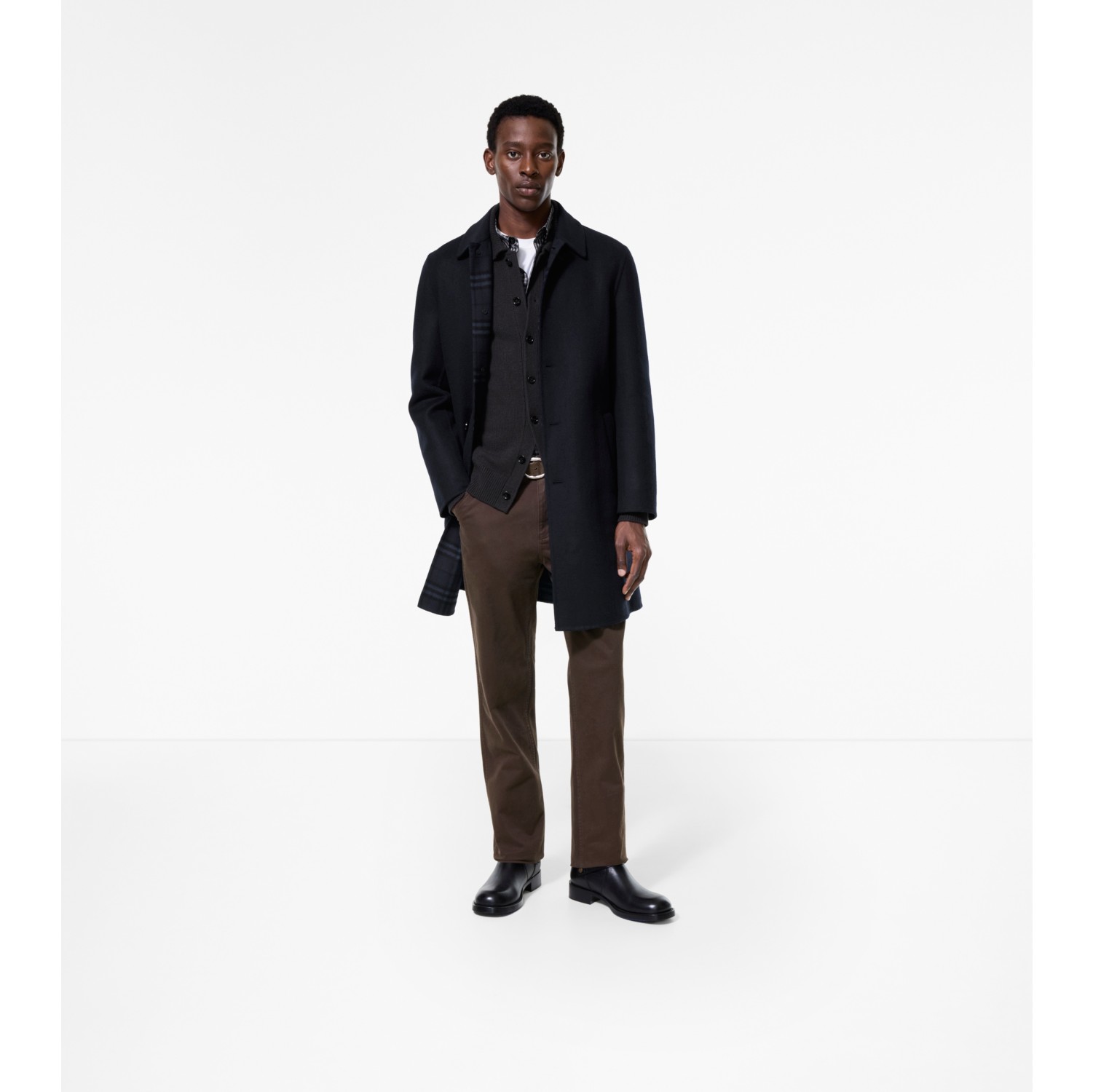 ミッドレングス ウール ワージング カーコート (ネイビー) - メンズ | Burberry®公式サイト