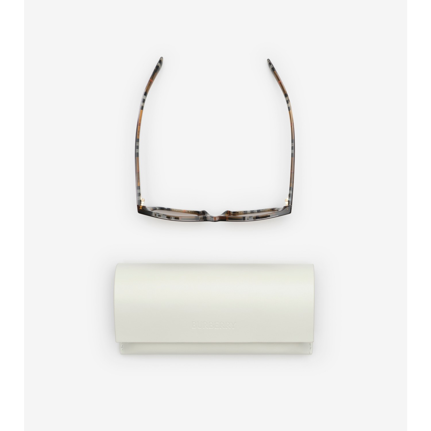 Gradient Check Rectangular Sunglasses in Sand - Women | Burberry