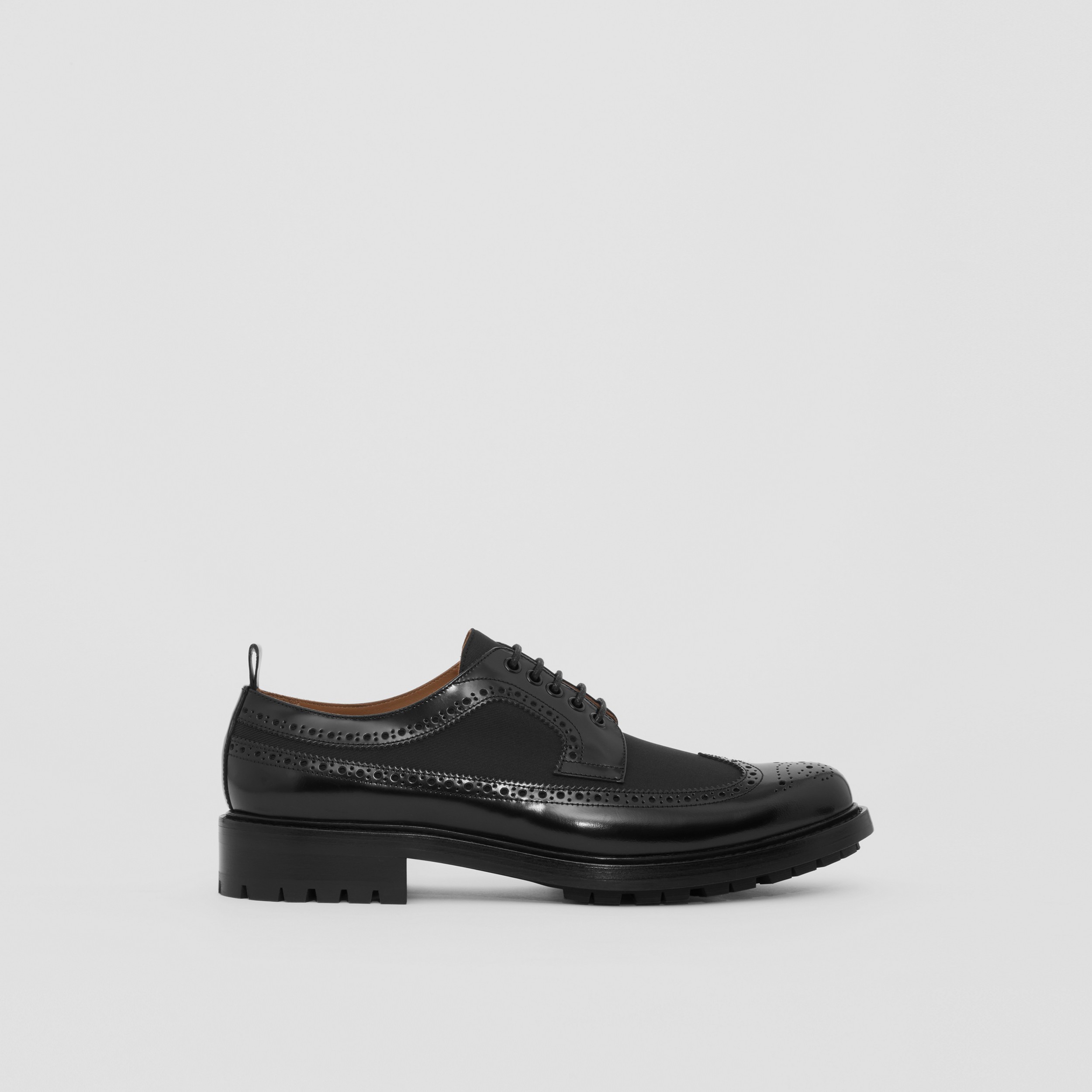 Grosgrain Panel Leather Derby Shoes in Black - Men | Burberry® Official - 1