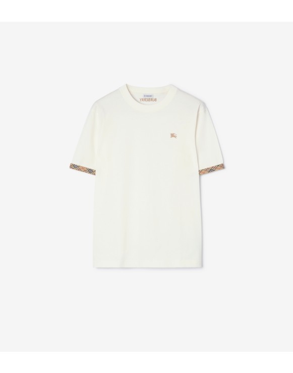 Check Trim Cotton T-shirt